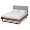 Baxton Studio Natalia Light Grey Upholstered and Walnut Wood Queen Size Platform Bed 167-9411-9441 - alternate 2